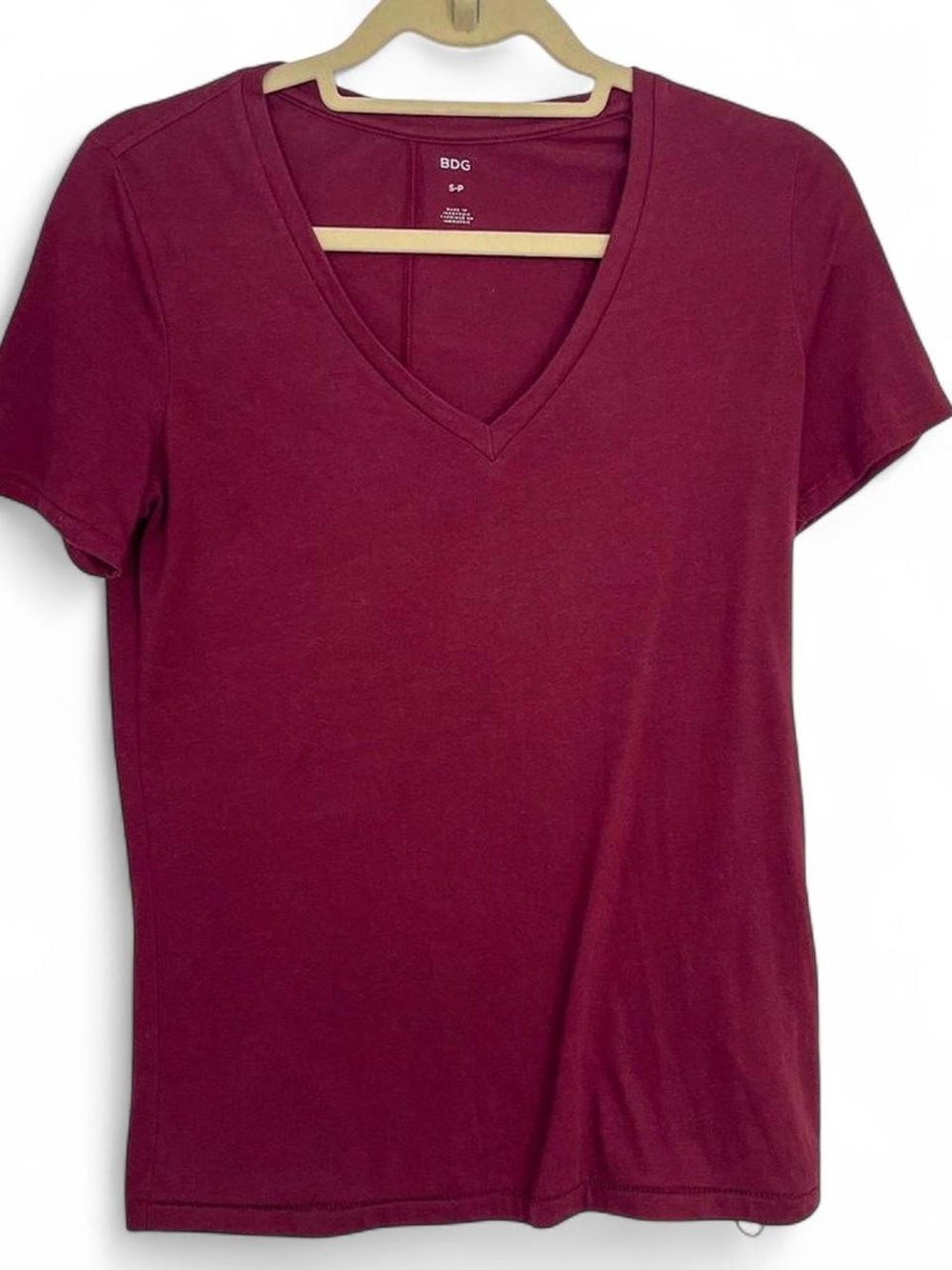 BDG by Urban Outfitters Maroon Burgundy V Neck Tee